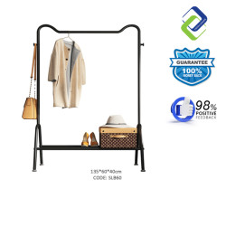Durable Black Single Layer Coat Rack – 135x60x40cm Metal Clothing Stand