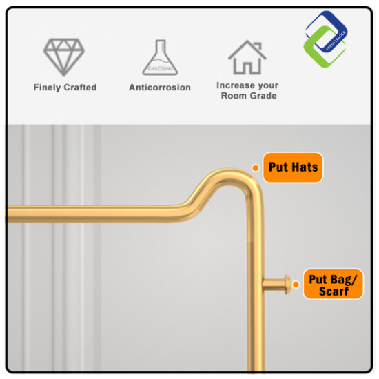 Durable Gold Single Layer Coat Rack – 135x60x40cm Metal Clothing Stand Durable Gold Single Layer Coat Rack – 135x60x40cm Metal Clothing Stand