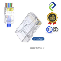 Pass-Through RJ45 Connector – 20-Pack High-Performance Crystal Ethernet Plugs