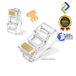 Infineo Cat6 RJ45 Connectors, 20-Pack – Premium Pure Copper with 3-Pin Technology for Superior Networking