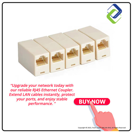 RJ45 Ethernet Coupler Female to Female – CAT5/CAT6 LAN Cable Connector 8P8C