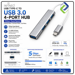 INFINEO USB Type-C to USB 3.0 4-Port Hub 5Gbps