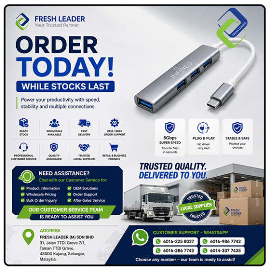 INFINEO USB Type-C to USB 3.0 4-Port Hub 5Gbps
