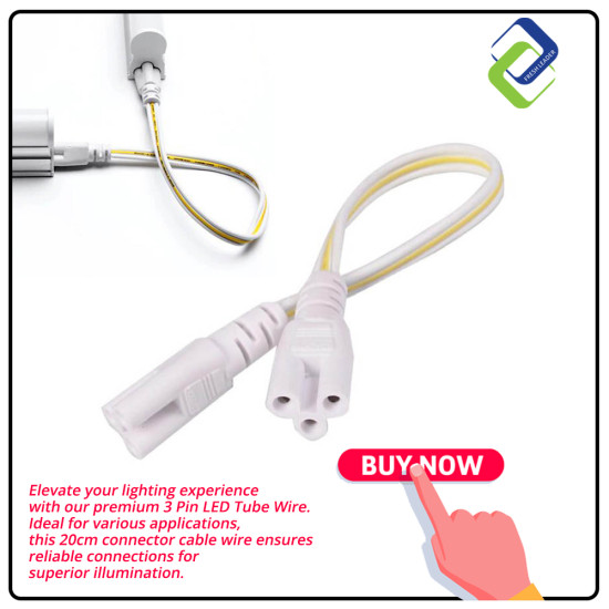 Durable 3 Pin LED Tube Wire, 20cm Double-End Connector for T4, T5, T8 Lighting Durable 3 Pin LED Tube Wire, 20cm Double-End Connector for T4, T5, T8 Lighting