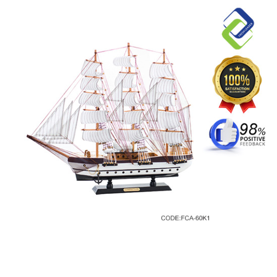 Creative Wooden Ship Model – 60cm Business Gift and Home Decor Piece