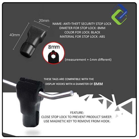 Anti-Theft 8mm Security Stop Lock – Protect Retail Displays with Ease Anti-Theft 8mm Security Stop Lock – Protect Retail Displays with Ease
