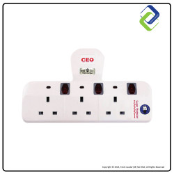 SIRIM Certified 3 Way T Socket Adaptor: Surge Protector & Neon Light for Secure Power