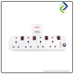 SIRIM Certified 4 Way T Socket Adaptor: Surge Protector & Neon Light for Secure Power