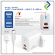 Infineo USB-C & USB-A Dual Port Fast Charger | 20W PD + QC 3.0 Quick Charge Plug with LED Indicator