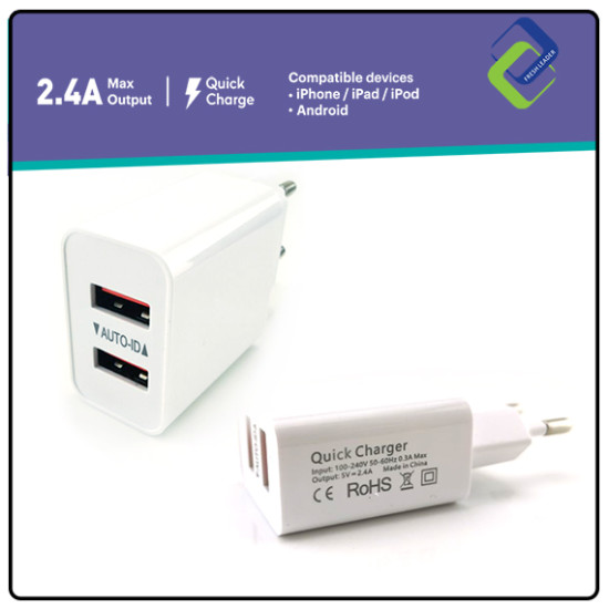 Infineo Dual Port USB Charger - Fast Charging Adapter Infineo Dual Port USB Charger - Fast Charging Adapter