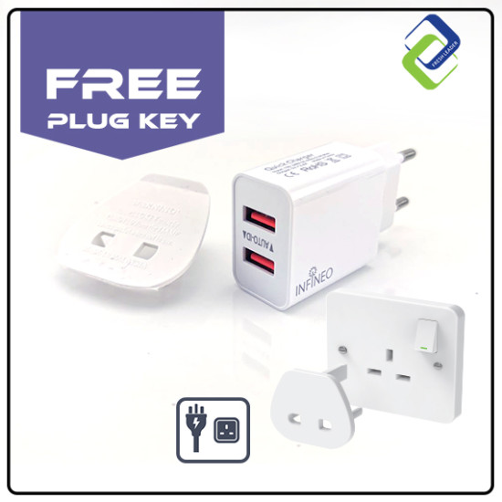 Infineo Dual Port USB Charger - Fast Charging Adapter Infineo Dual Port USB Charger - Fast Charging Adapter