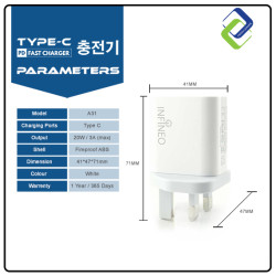 Infineo Quick Charge Type C Travel Charger Adapter