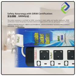 Infineo 5-Way Full Copper Extension Socket with 2 USB Ports Surge Protector - SIRIM Approved - Power Up Safely