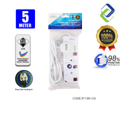 Infineo Full Copper 3 Way Socket Extension: SIRIM Certified | 5M Length