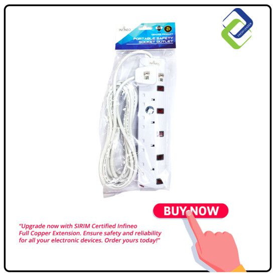 5M Length Infineo Full Copper Extension: SIRIM Certified (5 Way Socket)