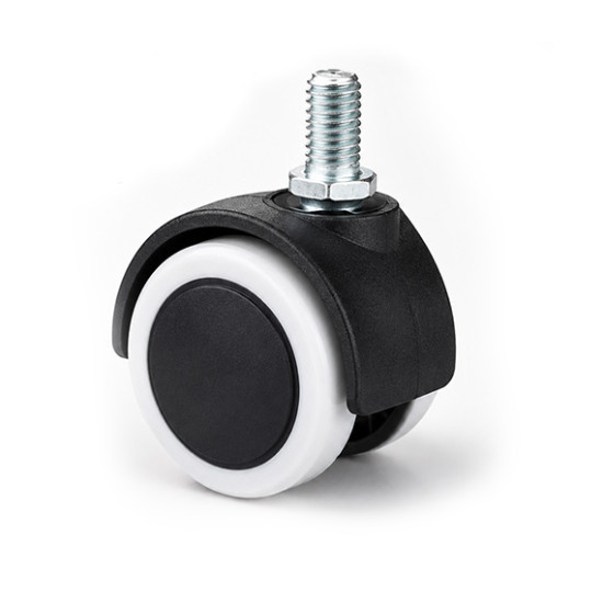 Office Chair Replacement Wheel 48mm White M10 Threaded Silent Caster