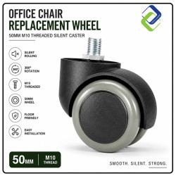 Office Chair Replacement Wheel 50mm Green M10 Threaded Silent Caster