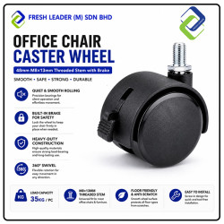 Office Chair Caster Wheel 48mm M8×13mm Threaded Stem with Brake