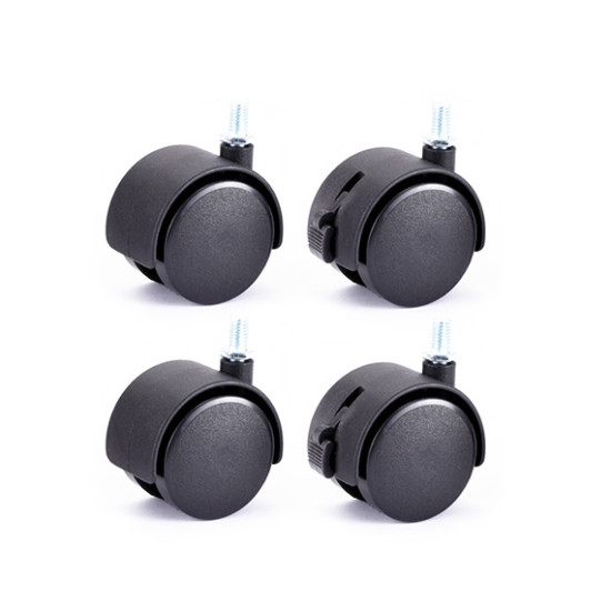 4 Units 1.5 Inch Caster Wheels with M8 Threaded Stem – 2 Locking & 2 Non-Locking Replacement Wheels for Furniture, Cart, or Workbench