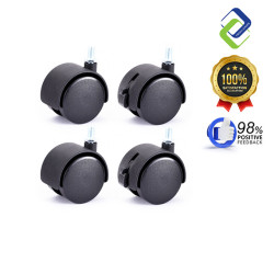 4 Units 1.5 Inch Caster Wheels with M8 Threaded Stem – 2 Locking & 2 Non-Locking Replacement Wheels for Furniture, Cart, or Workbench