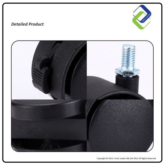 4 Units 1.5 Inch Caster Wheels with M8 Threaded Stem – 2 Locking & 2 Non-Locking Replacement Wheels for Furniture, Cart, or Workbench