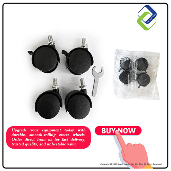 4 Units 1.5 Inch Caster Wheels with M8 Threaded Stem – 2 Locking & 2 Non-Locking Replacement Wheels for Furniture, Cart, or Workbench