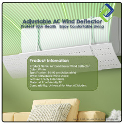 Air Conditioner Wind Deflector with 3 Blades – Extendable & Adjustable Shield for Direct Wind Control