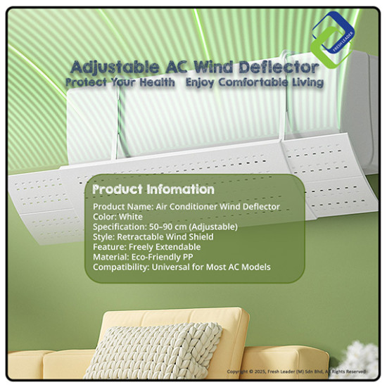 Air Conditioner Wind Deflector with 3 Blades – Extendable & Adjustable Shield for Direct Wind Control Air Conditioner Wind Deflector with 3 Blades – Extendable & Adjustable Shield for Direct Wind Control