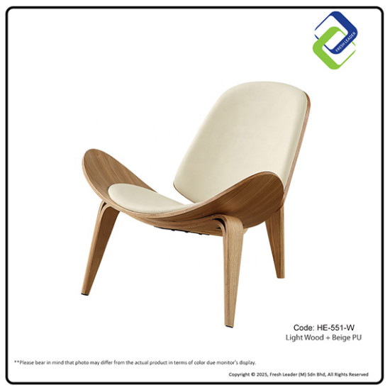 Nordic Shell Lounge Chair – Modern Wood Frame Accent Chair with PU or Fabric Cushion Nordic Shell Lounge Chair – Modern Wood Frame Accent Chair with PU or Fabric Cushion