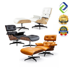 Luxury Leather Lounge Chair with Ottoman Swivel Recliner