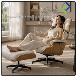 Luxury Leather Lounge Chair with Ottoman Swivel Recliner