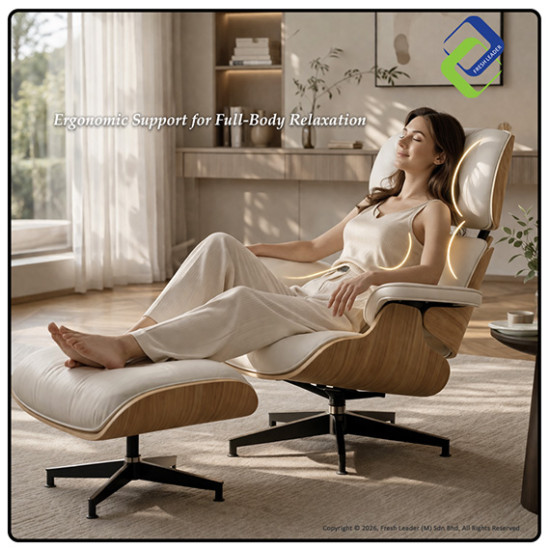 Luxury Leather Lounge Chair with Ottoman Swivel Recliner