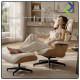 Luxury Leather Lounge Chair with Ottoman Swivel Recliner