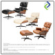 Sophisticated Relaxation: Genuine Brown Leather Lounge Chair and Ottoman