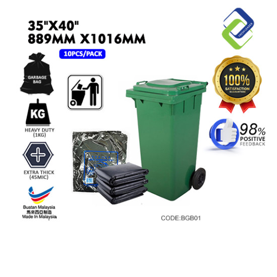 Heavy Duty HDPE Extra Large Garbage Bags 35x40 Inches – Thick Black Plastic Trash Bags, 10 Pack Heavy Duty HDPE Extra Large Garbage Bags 35x40 Inches – Thick Black Plastic Trash Bags, 10 Pack