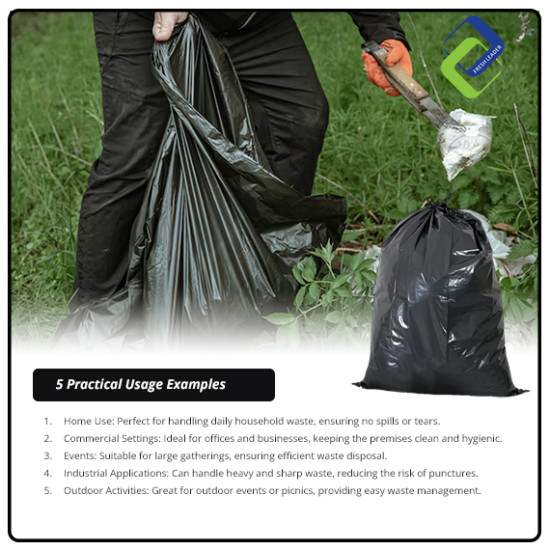 HDPE Garbage Bags 74cm x 90cm - Heavy Duty Black Rubbish Bags, 10 Pack, Made in Malaysia HDPE Garbage Bags 74cm x 90cm - Heavy Duty Black Rubbish Bags, 10 Pack, Made in Malaysia