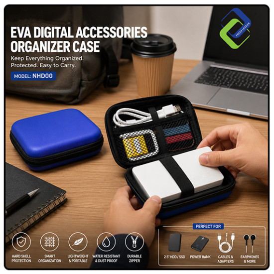 INFINEO EVA Digital Accessories Organizer Case for 2.5" HDD/SSD, Power Bank, Cables & Electronic Accessories