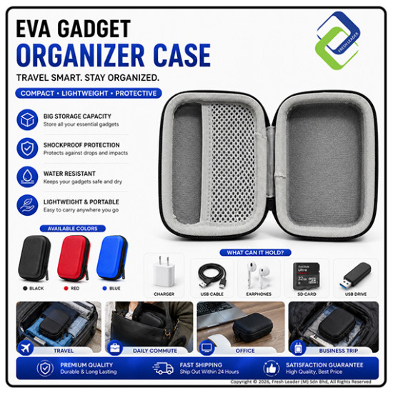 EVA Gadget Organizer Case – Compact Travel Storage Pouch
