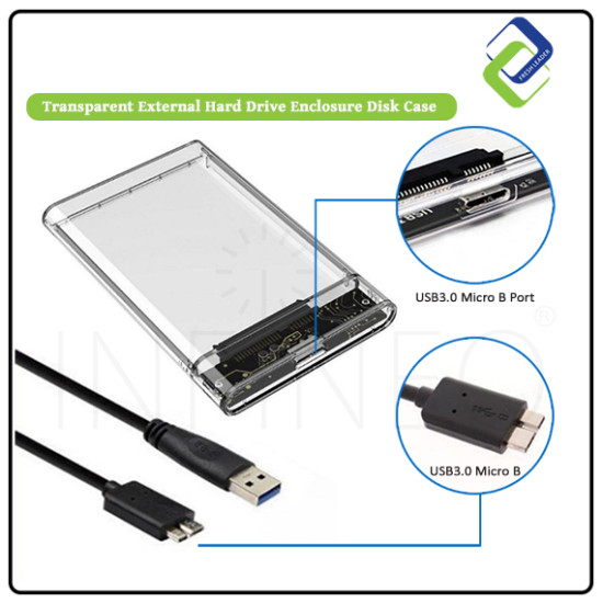 Transparent USB 3.0 SATA 2.5" HDD SSD Drive Enclosure Disk Case Transparent USB 3.0 SATA 2.5" HDD SSD Drive Enclosure Disk Case