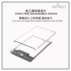 Transparent USB 3.1 Type C  to 2.5 inches SATA Hard Disk Drive SSD External Enclosure