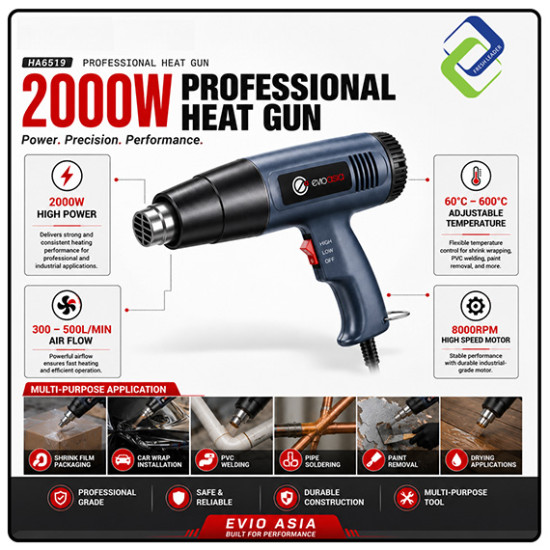 220V 2000W Shrink Film Heat Gun Blower + Free 3 Pin Plug