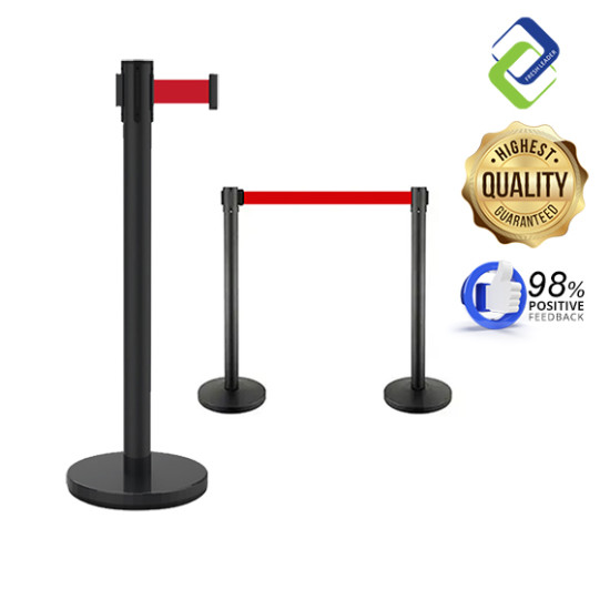 Queue Pole Stand in Black: Streamline Crowd Management with Style Queue Pole Stand in Black: Streamline Crowd Management with Style