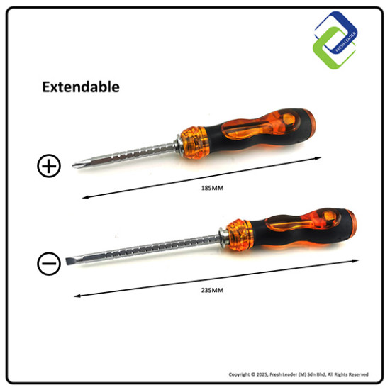 Extendable Screwdriver: 160MM Dual-Use with Transparent Handle Extendable Screwdriver: 160MM Dual-Use with Transparent Handle
