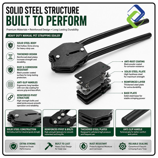 Heavy Duty Manual PET Strapping Sealer 16–19mm | Solid Steel