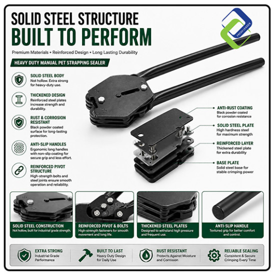 Heavy Duty Manual PET Strapping Sealer 16–19mm | Solid Steel