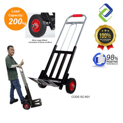 Heavy Duty Foldable Toe Plate Trolley – 200kg Load Capacity, Thick Steel Frame Cart