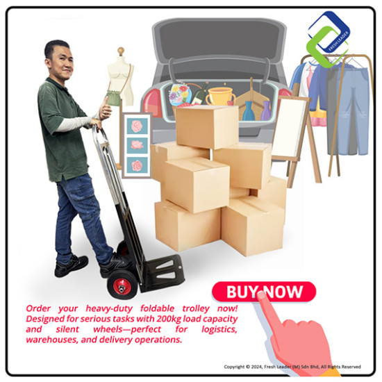 Heavy Duty Foldable Toe Plate Trolley – 200kg Load Capacity, Thick Steel Frame Cart