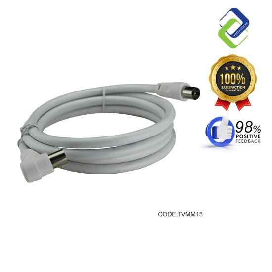 Enhance Your TV Experience: Infineo 1.5m Antenna Cable with Male to Male Connectors Enhance Your TV Experience: Infineo 1.5m Antenna Cable with Male to Male Connectors