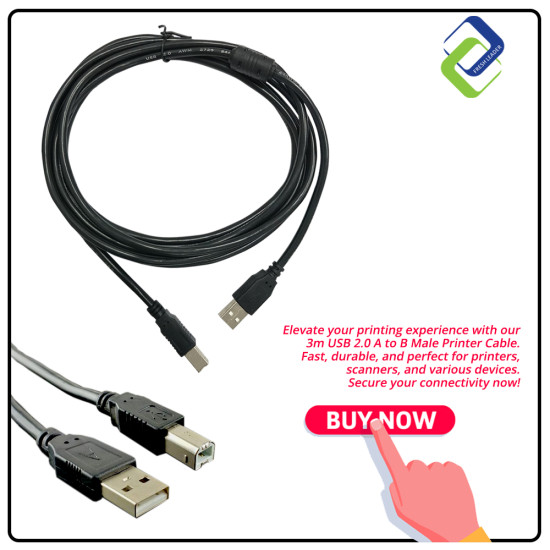 Fast Printing Solution: 3m USB 2.0 High-Speed Printer Cable (A to B Male)