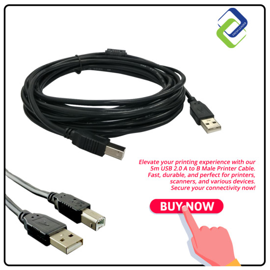Fast Printing Solution: 5m USB 2.0 High-Speed Printer Cable (A to B Male)